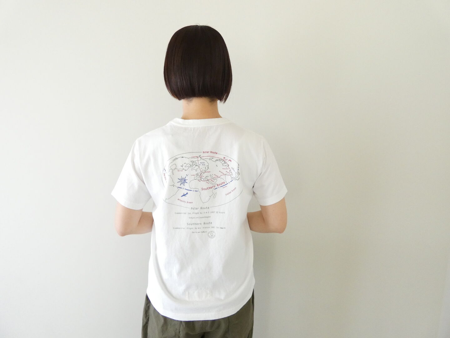 快晴堂(かいせいどう) 半袖UNI-Tシャツ  ロゴT Around the World　C柄「ポーラールート/サザンルート」BASIC FIT-sizeの商品画像4