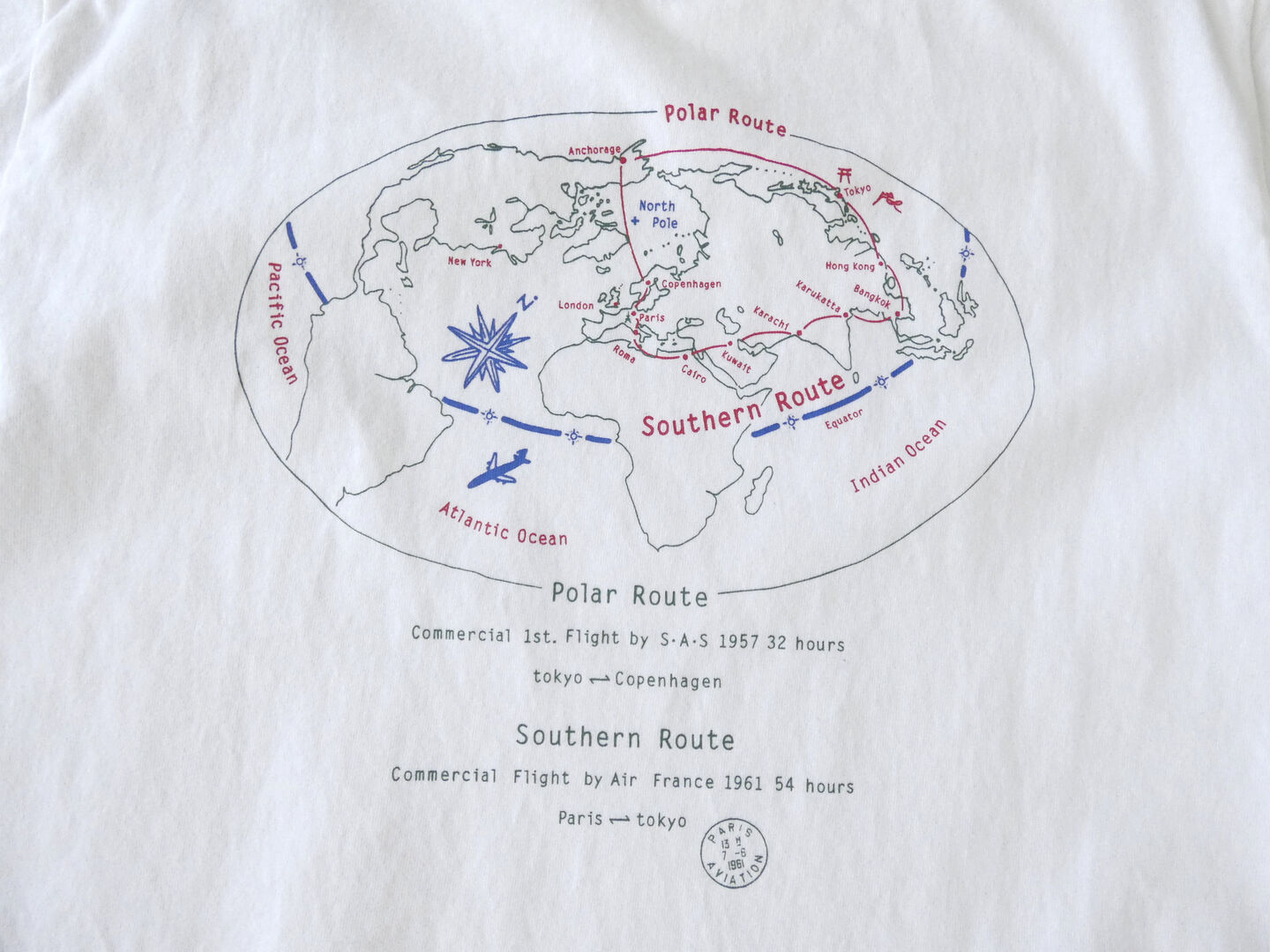 快晴堂(かいせいどう) 半袖UNI-Tシャツ  ロゴT Around the World C柄「ポーラールート/サザンルート　COMFORT FIT-sizeの商品画像10