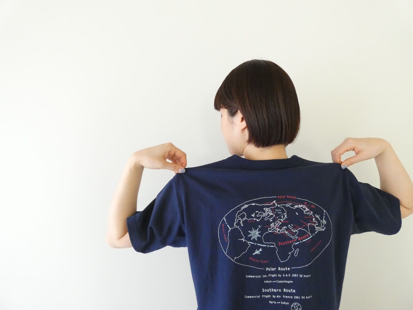 快晴堂(かいせいどう) 半袖UNI-Tシャツ  ロゴT Around the World C柄「ポーラールート/サザンルート　COMFORT FIT-sizeの商品画像6