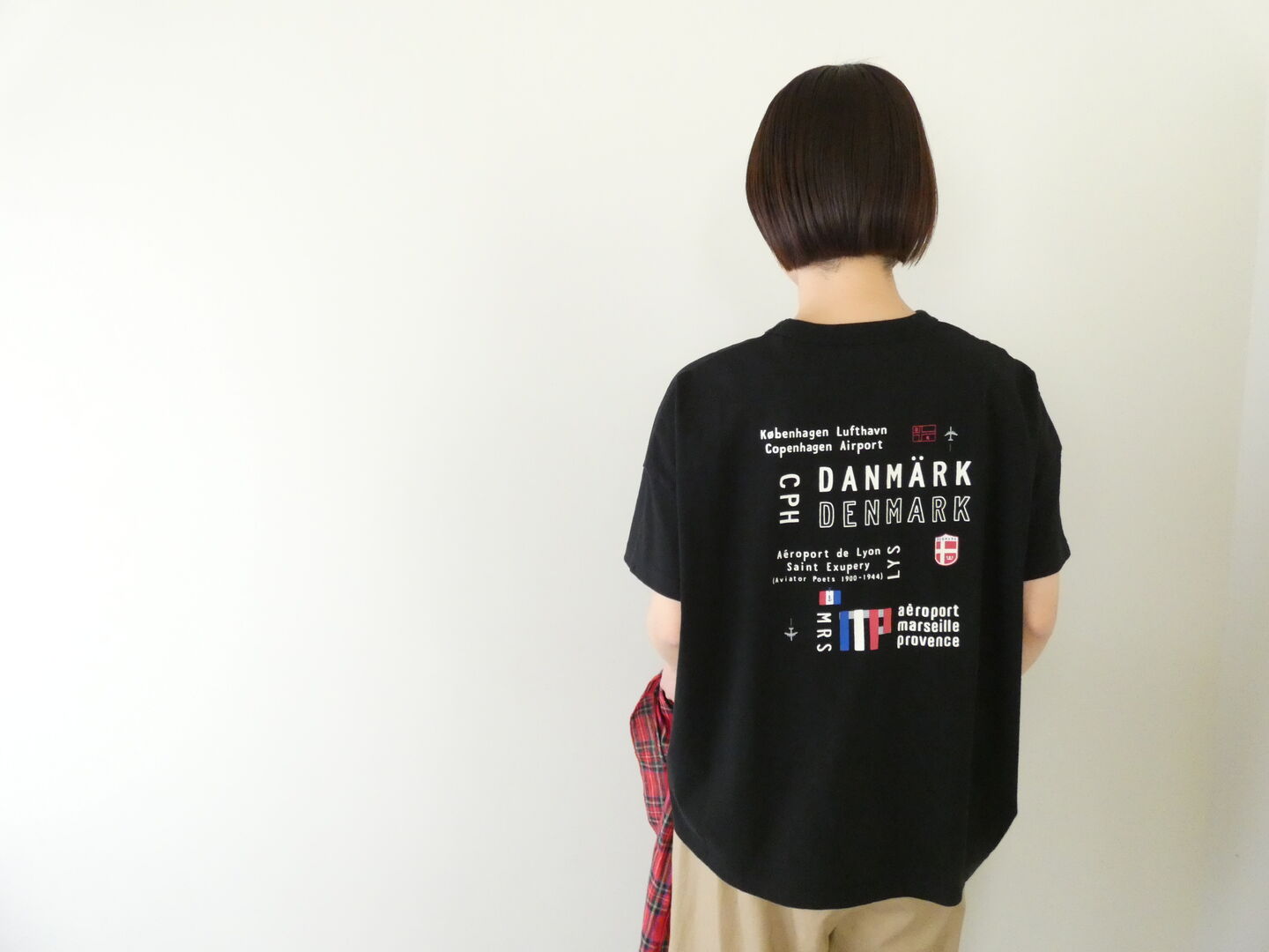 快晴堂(かいせいどう) SPACEMOO別注カラー 　半袖 girls Tシャツ　Around the World B柄「エアーポート3レター」WIDE FIT-sizeの商品画像1