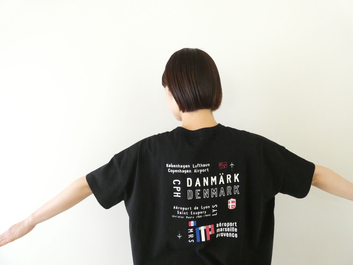 快晴堂(かいせいどう) SPACEMOO別注カラー 　半袖 girls Tシャツ　Around the World B柄「エアーポート3レター」WIDE FIT-sizeの商品画像4