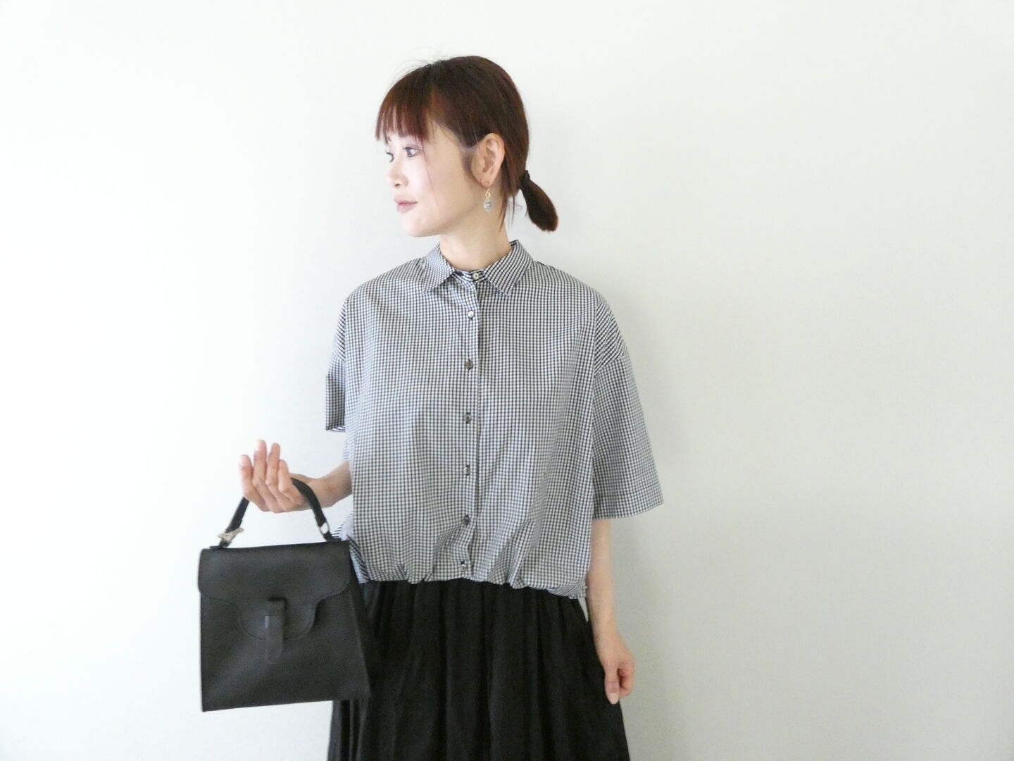 MIUSA(ミューザ) ギンガムハーフスリーブバルーンシャツの商品画像2