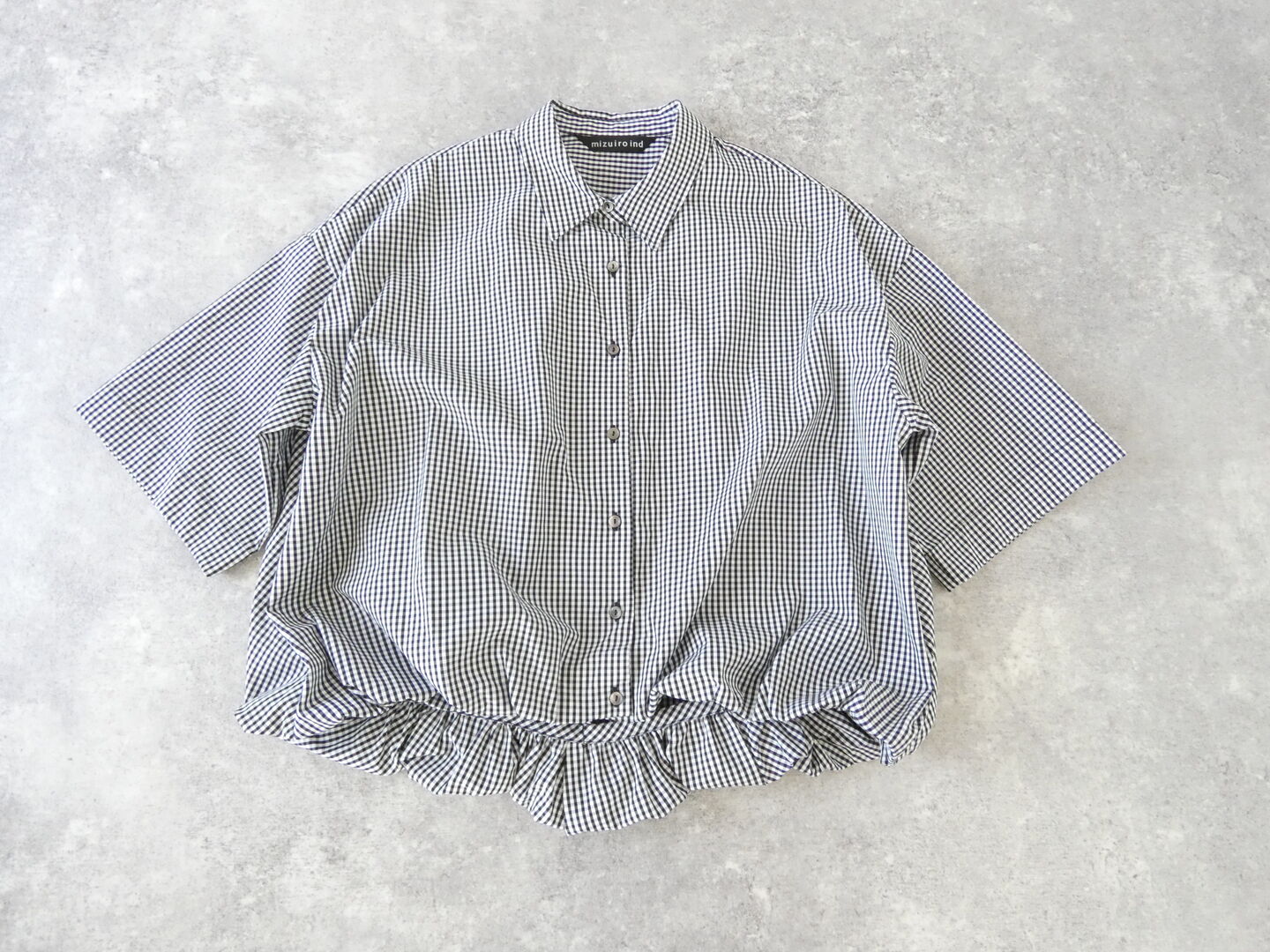 MIUSA(ミューザ) ギンガムハーフスリーブバルーンシャツの商品画像3