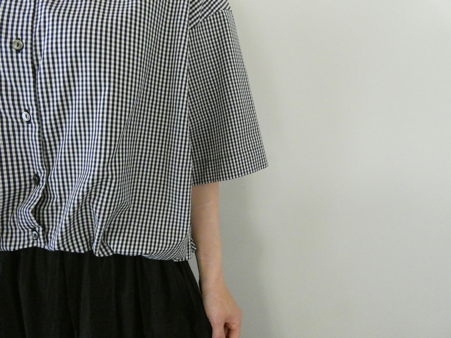 MIUSA(ミューザ) ギンガムハーフスリーブバルーンシャツの商品画像5
