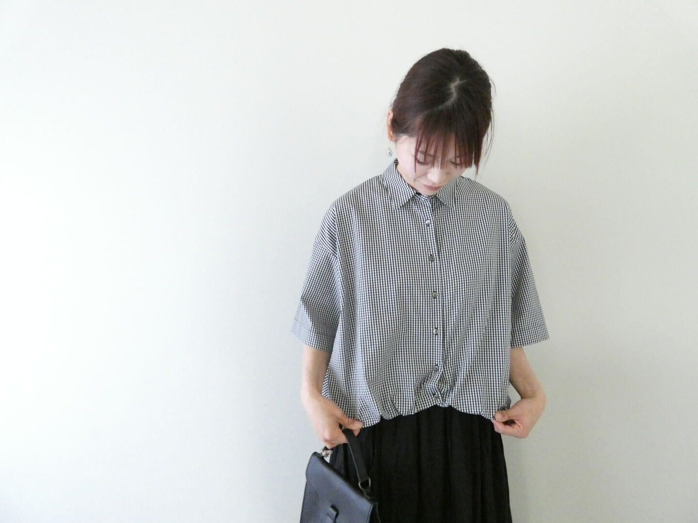 MIUSA(ミューザ) ギンガムハーフスリーブバルーンシャツの商品画像8