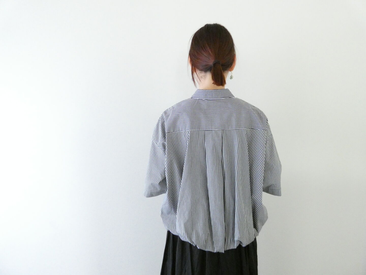 MIUSA(ミューザ) ギンガムハーフスリーブバルーンシャツの商品画像9