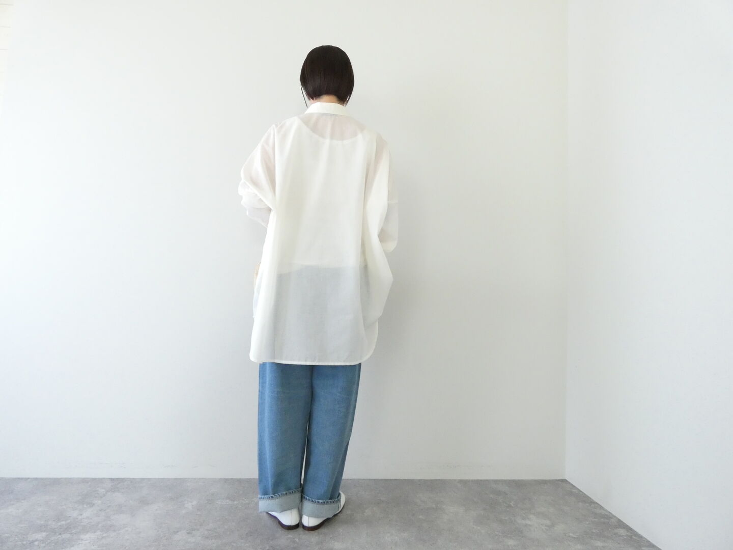 mizuiro ind(ミズイロインド) ポリエステルコットンシアーワイドシャツの商品画像2