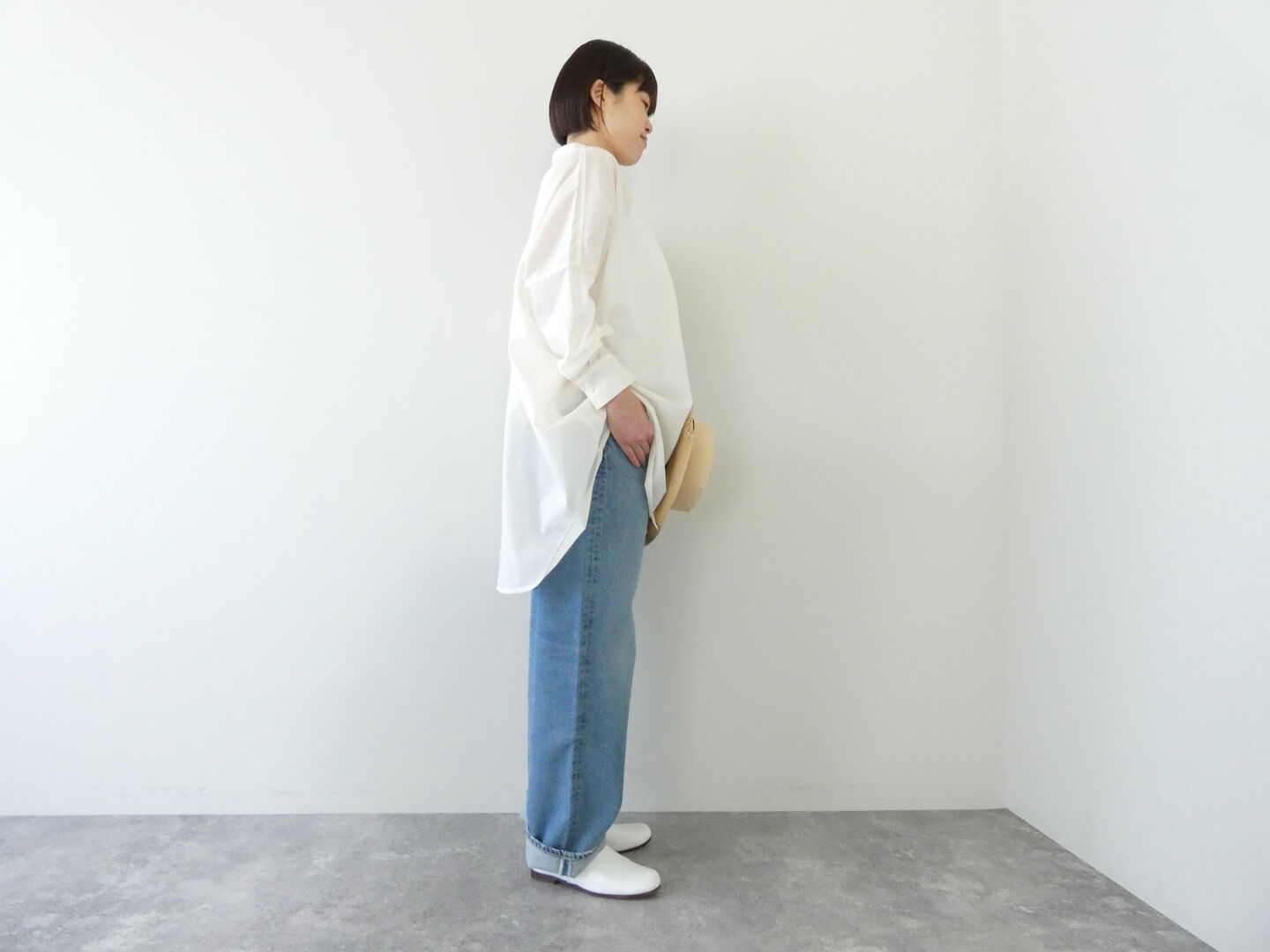 mizuiro ind(ミズイロインド) ポリエステルコットンシアーワイドシャツの商品画像4