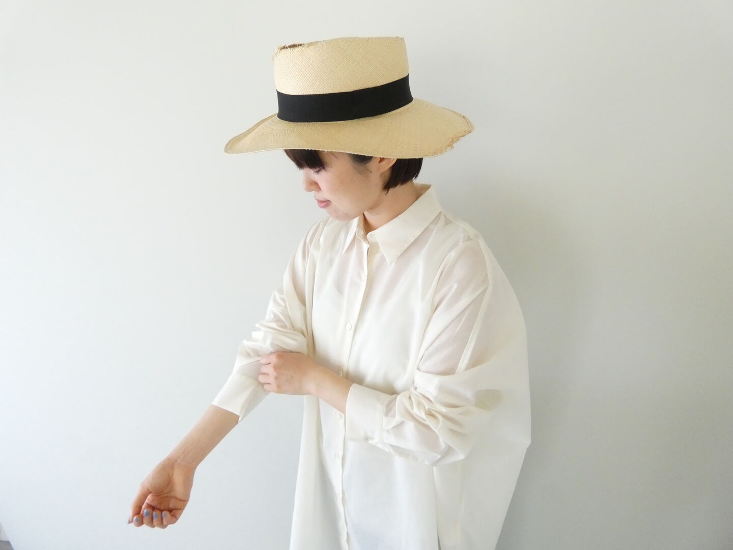 mizuiro ind(ミズイロインド) ポリエステルコットンシアーワイドシャツの商品画像5