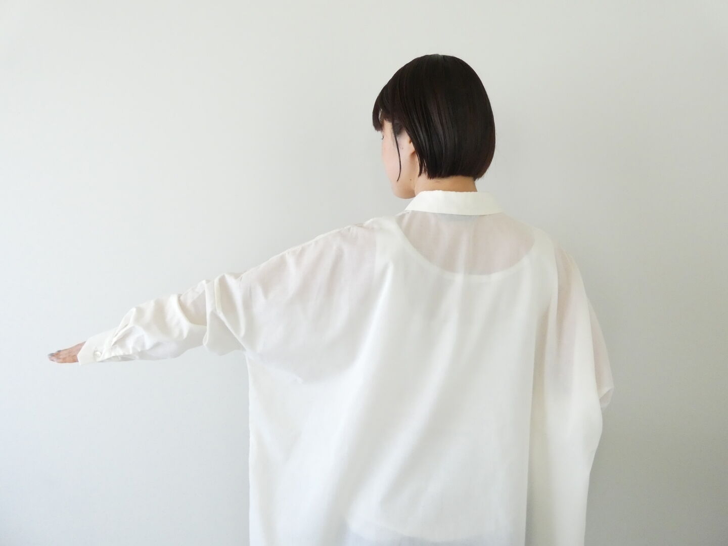 mizuiro ind(ミズイロインド) ポリエステルコットンシアーワイドシャツの商品画像7