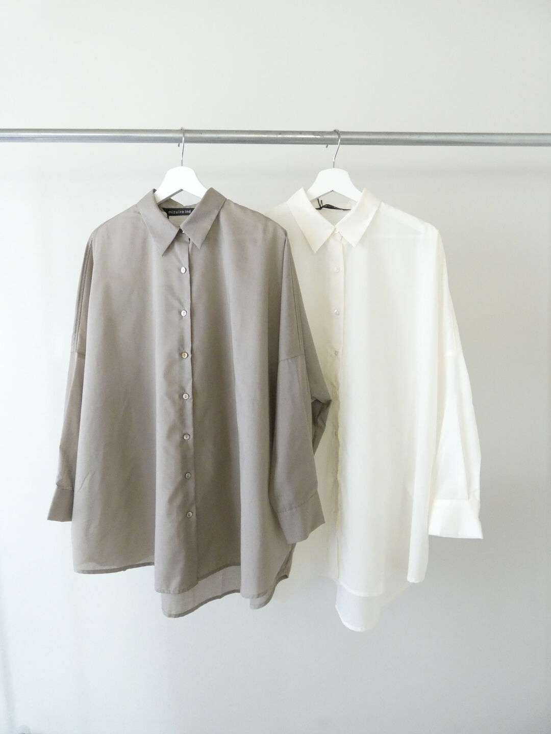 mizuiro ind(ミズイロインド) ポリエステルコットンシアーワイドシャツの商品画像9