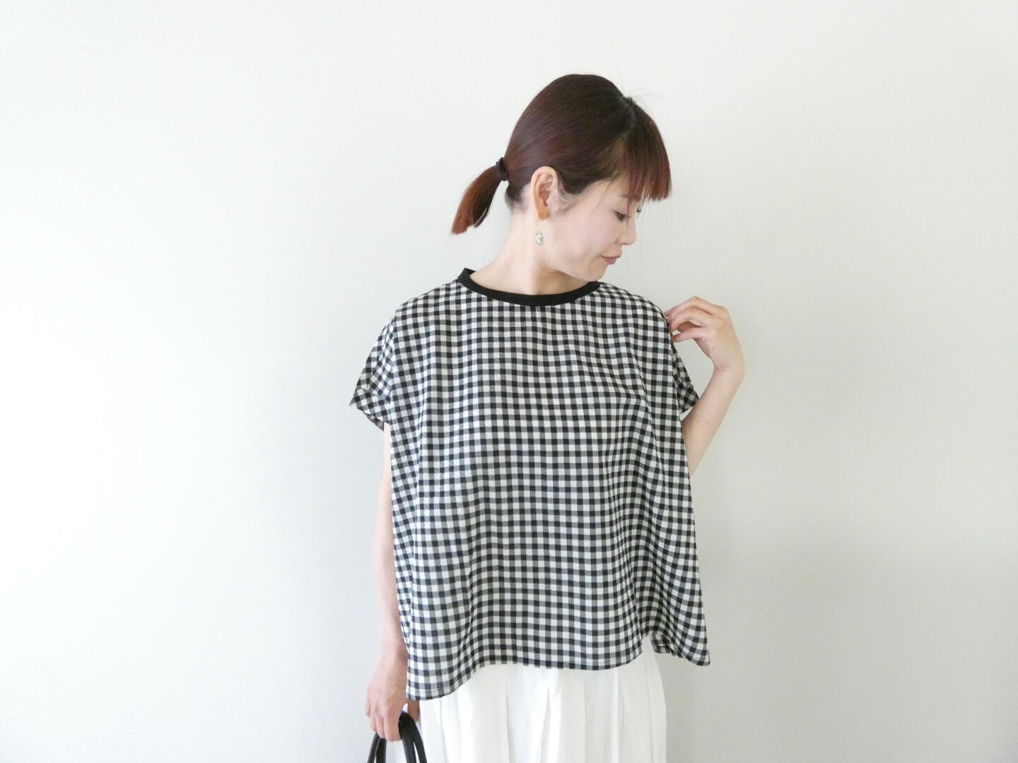 PAR ICI(パーリッシィ) ギンガムチェックバックギャザーTブラウスの商品画像7