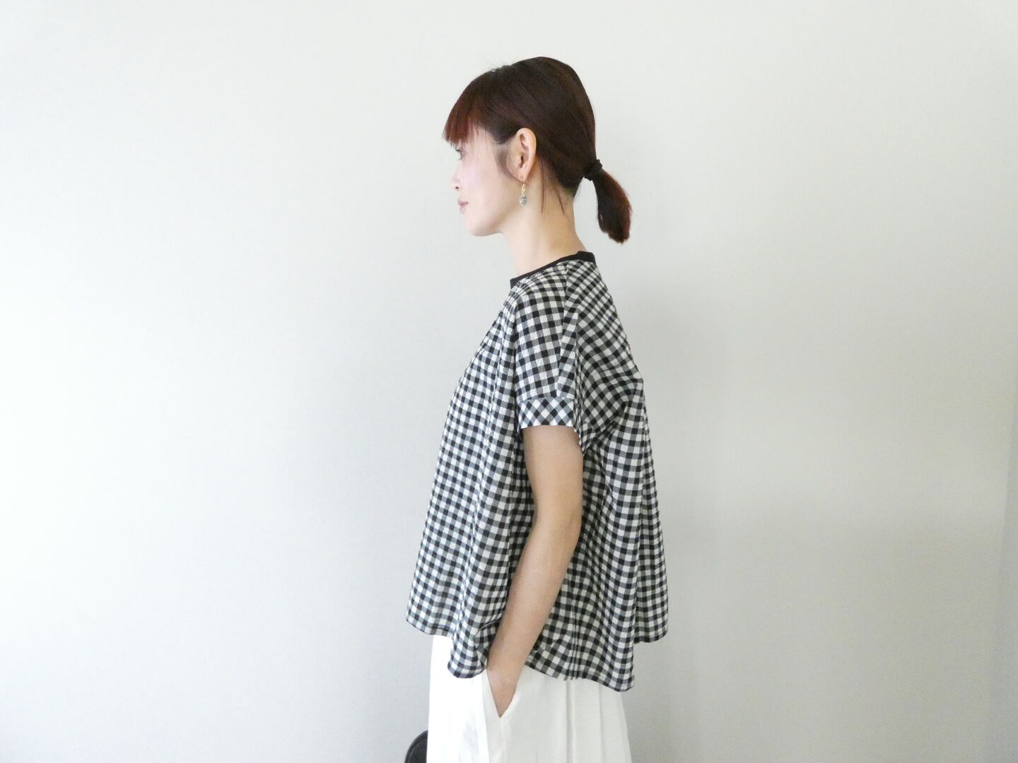 PAR ICI(パーリッシィ) ギンガムチェックバックギャザーTブラウスの商品画像8
