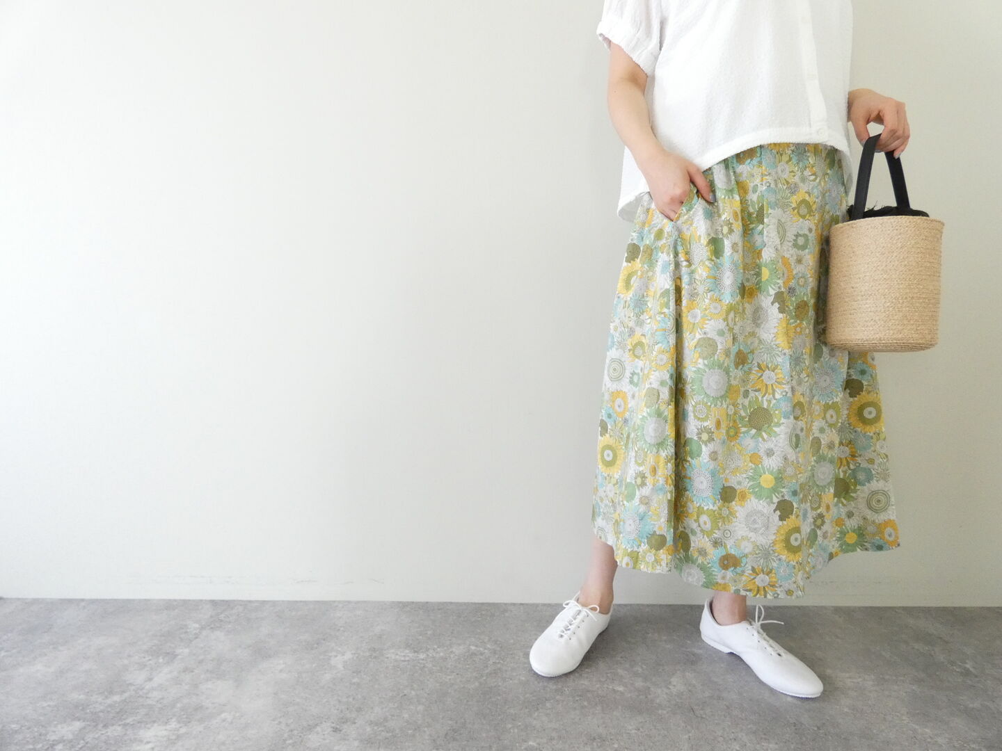 PK リバティ前タックギャザースカートの商品画像2