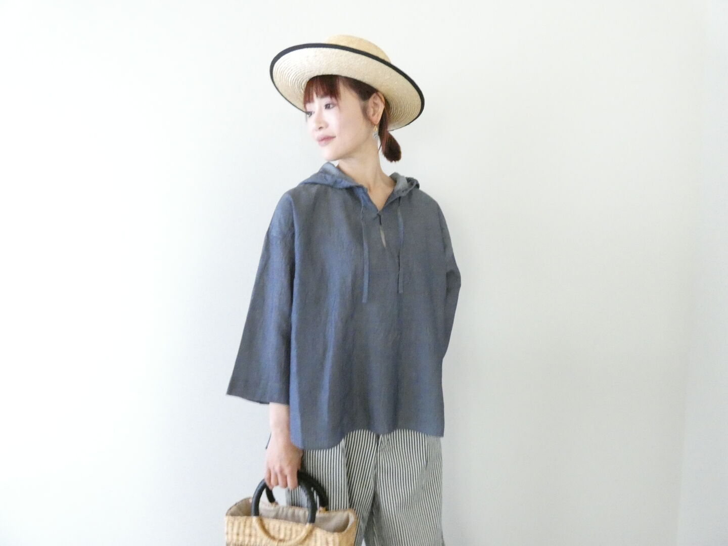 prit(プリット) インディゴシアーデニムフードプルオーバーシャツの商品画像1