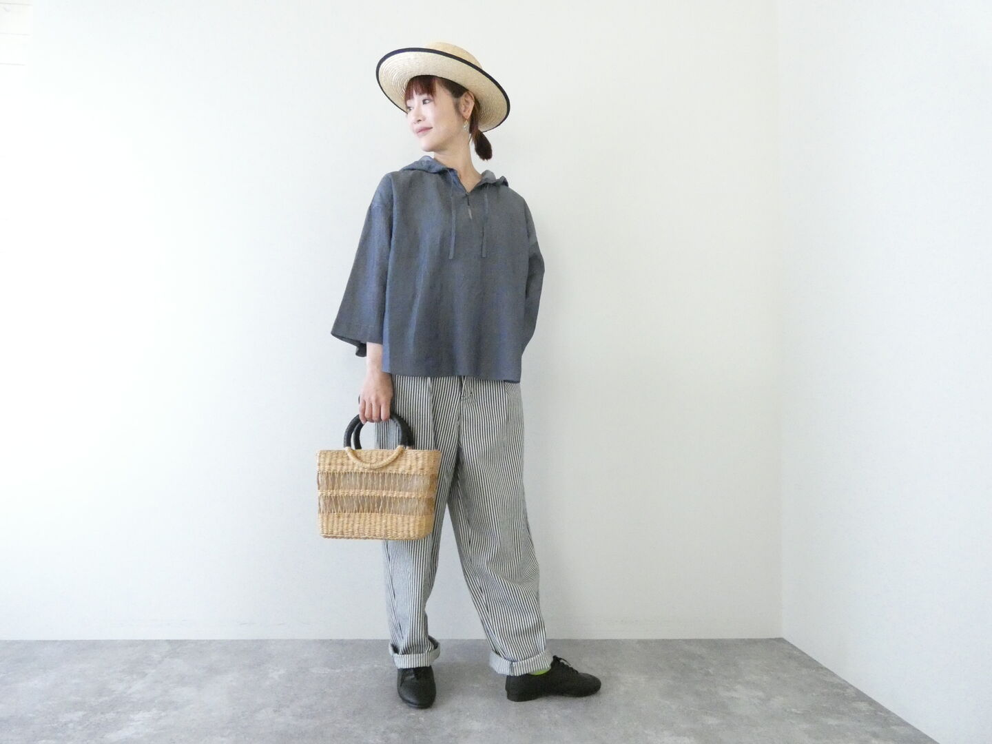 prit(プリット) インディゴシアーデニムフードプルオーバーシャツの商品画像4