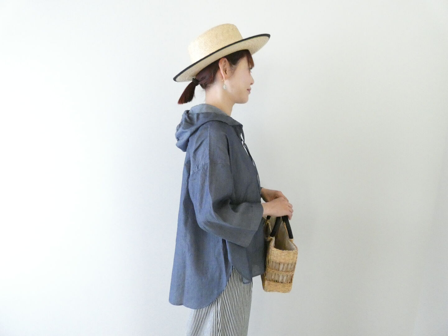 prit(プリット) インディゴシアーデニムフードプルオーバーシャツの商品画像8