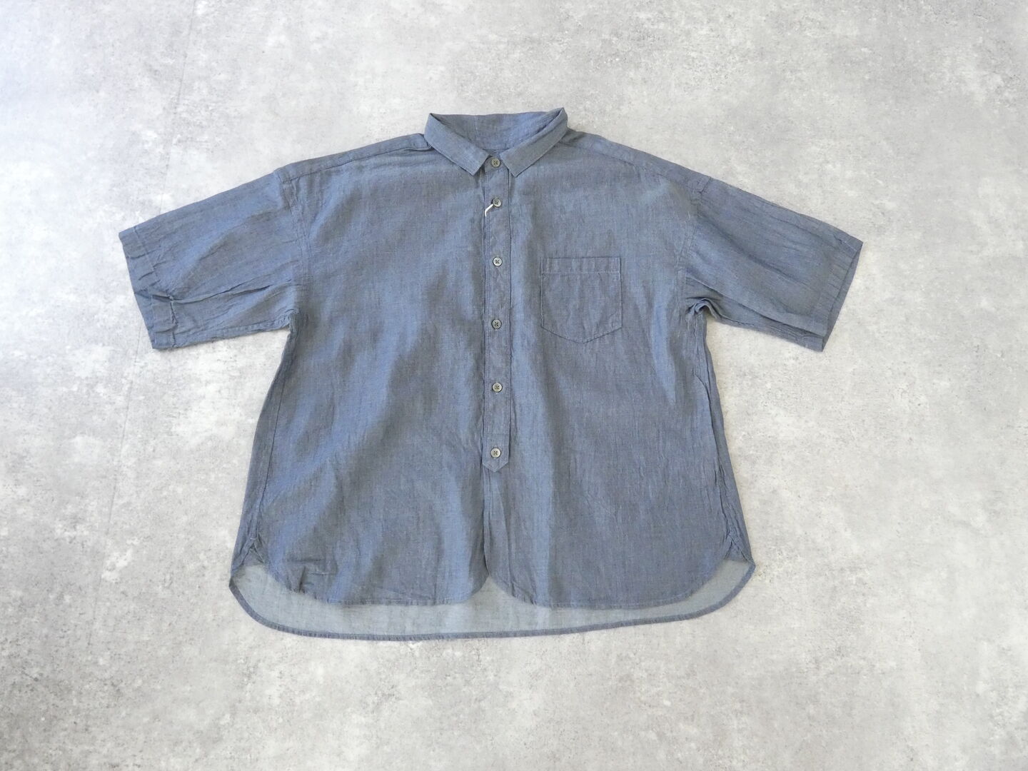 prit(プリット) インディゴシアーデニム5分袖レギュラーカラーシャツの商品画像3