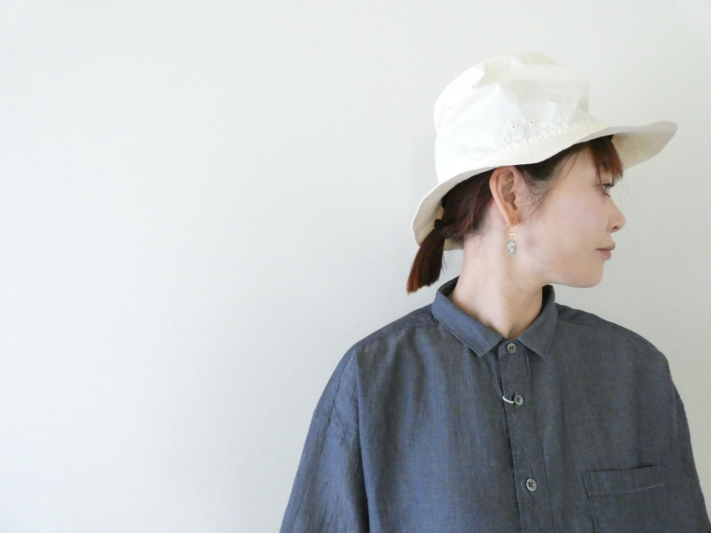 prit(プリット) インディゴシアーデニム5分袖レギュラーカラーシャツの商品画像4