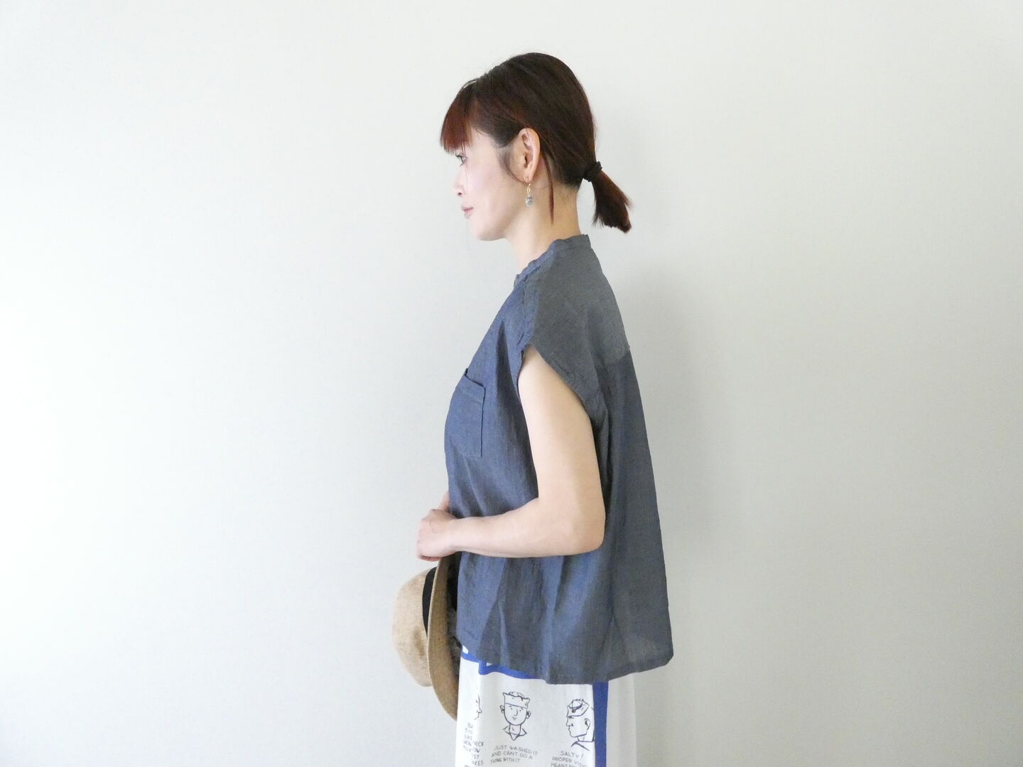 prit(プリット) インディゴシアーデニムスリーブレススタンドカラーシャツの商品画像7