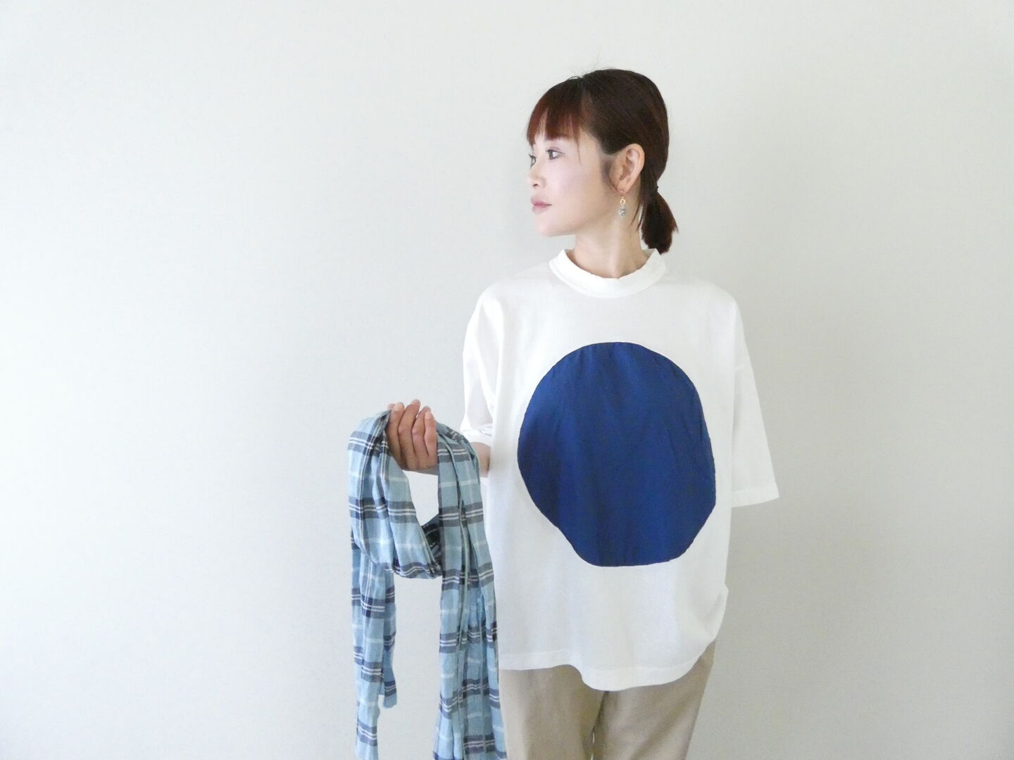 prit(プリット) 17/1空紡天竺×30/1ツイル5分袖サークルフレームTシャツの商品画像2