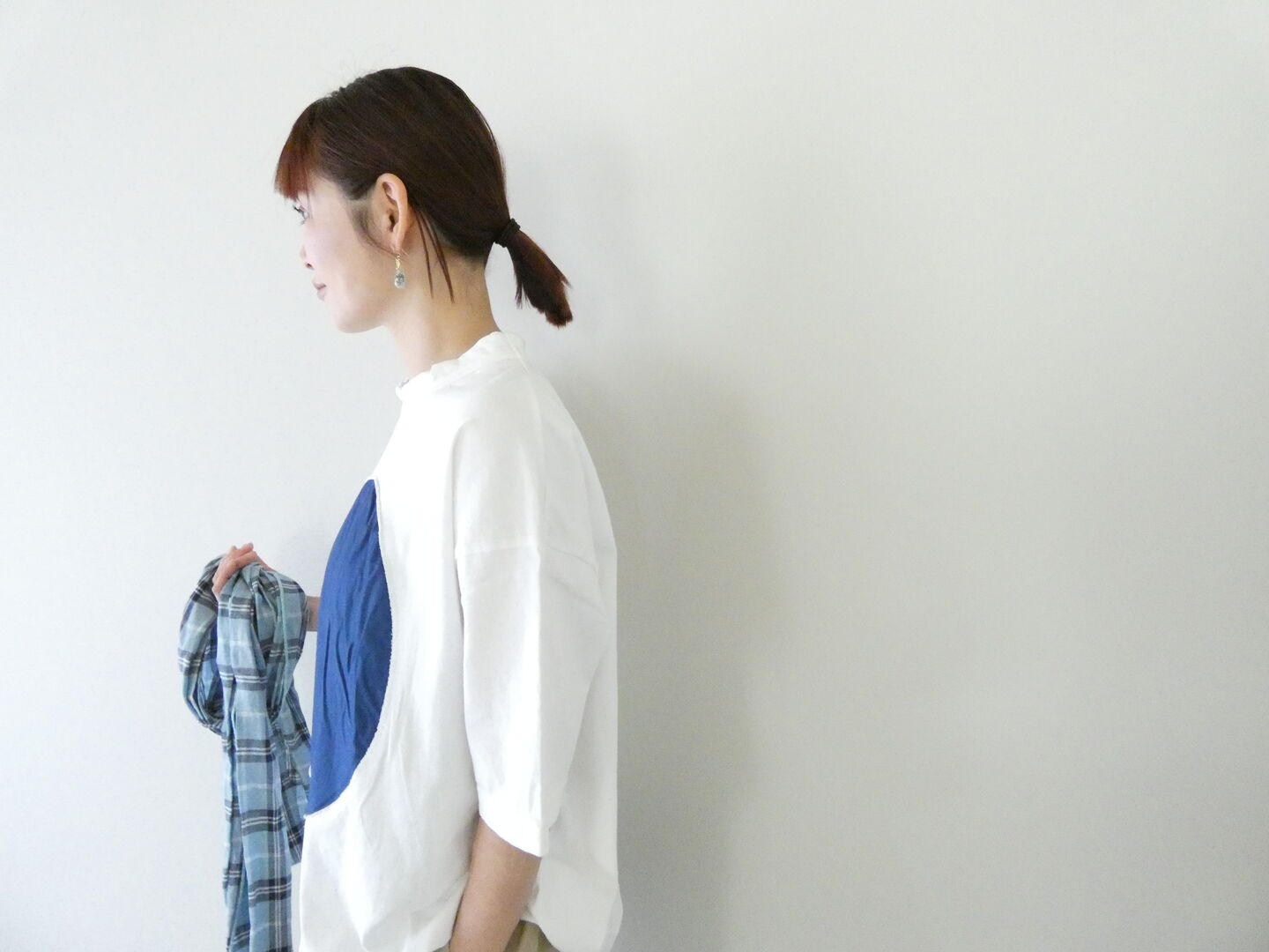 prit(プリット) 17/1空紡天竺×30/1ツイル5分袖サークルフレームTシャツの商品画像5