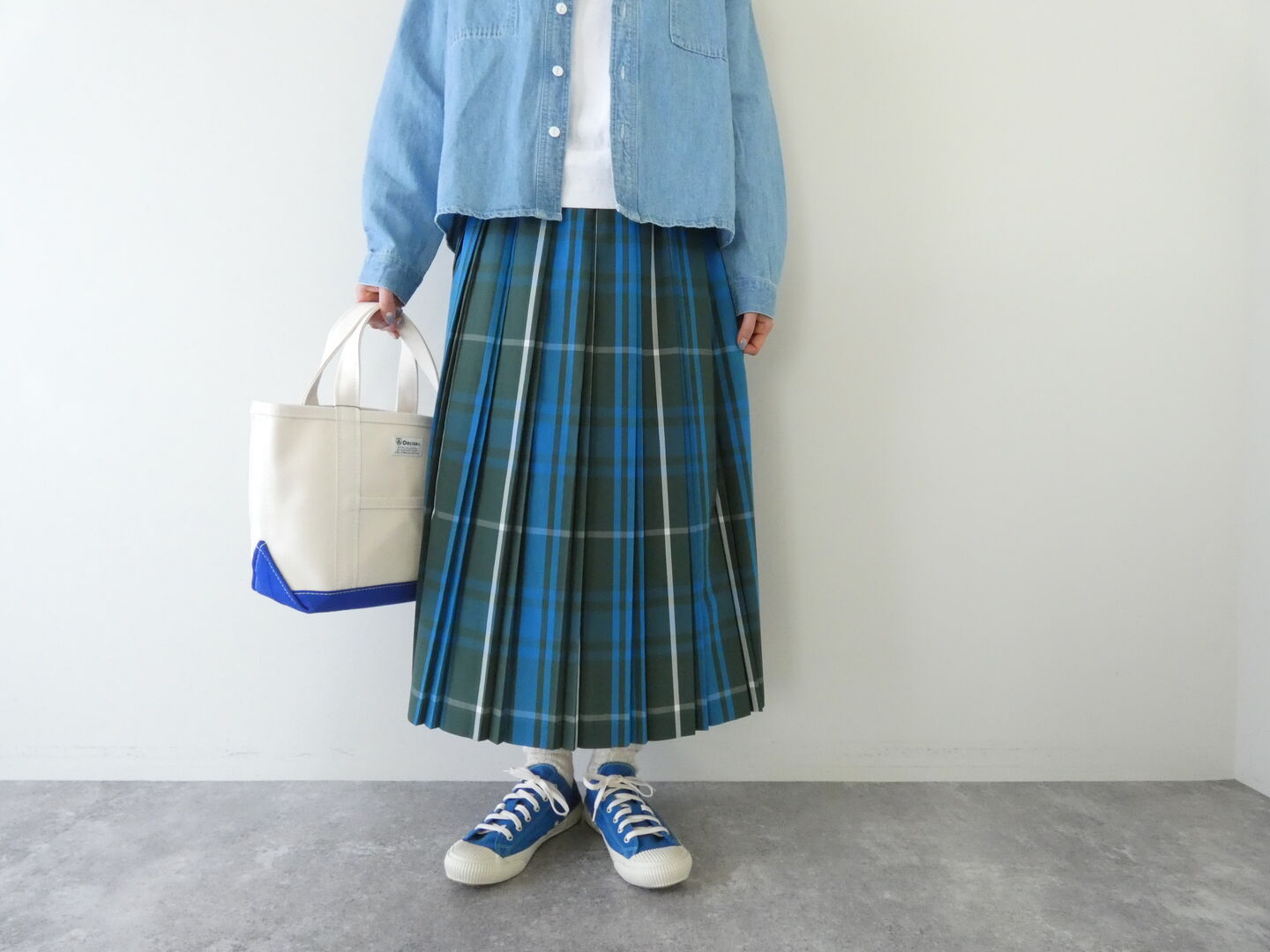 PK タイプライターチェックダブルプリーツスカートの商品画像1