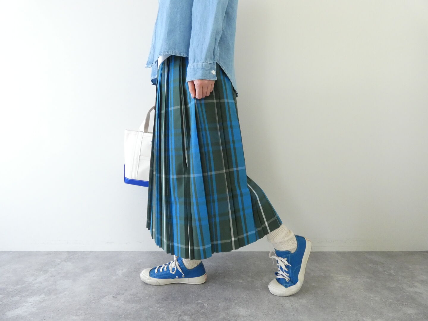 PK タイプライターチェックダブルプリーツスカートの商品画像2