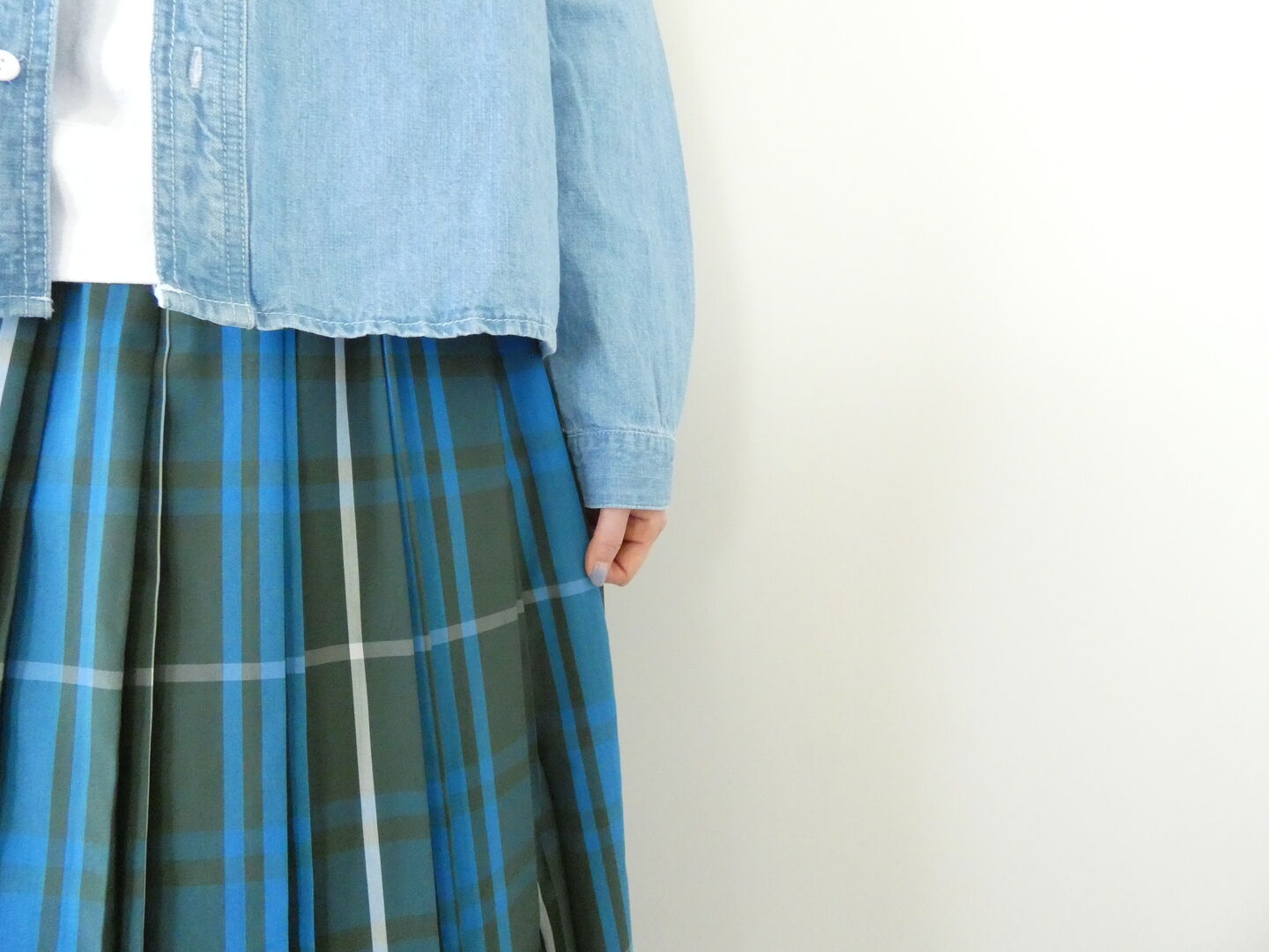 PK タイプライターチェックダブルプリーツスカートの商品画像3