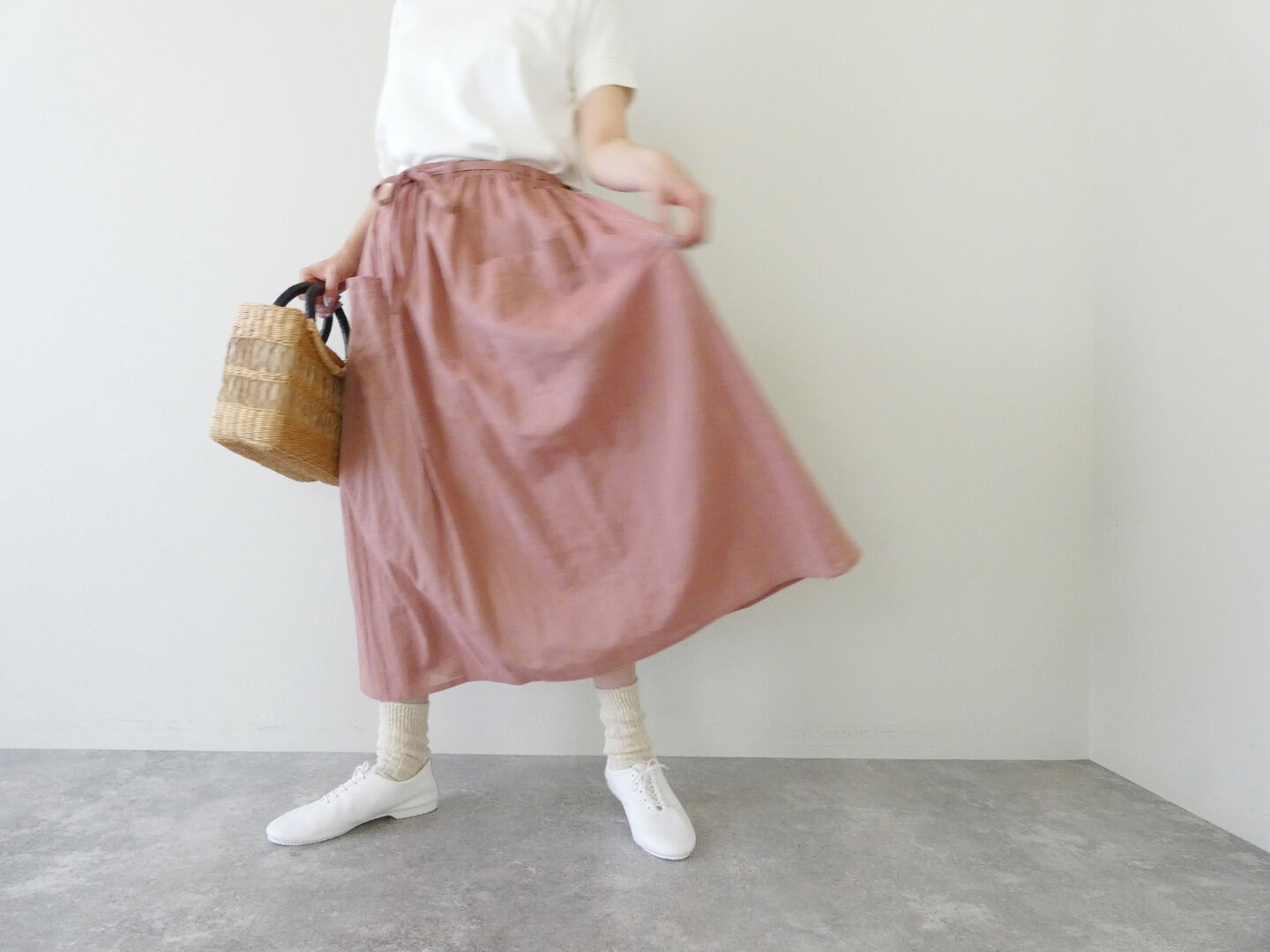 Sarahwear(サラウェア) Shirring Lawn Check Byon-Byon Skirtの商品画像4