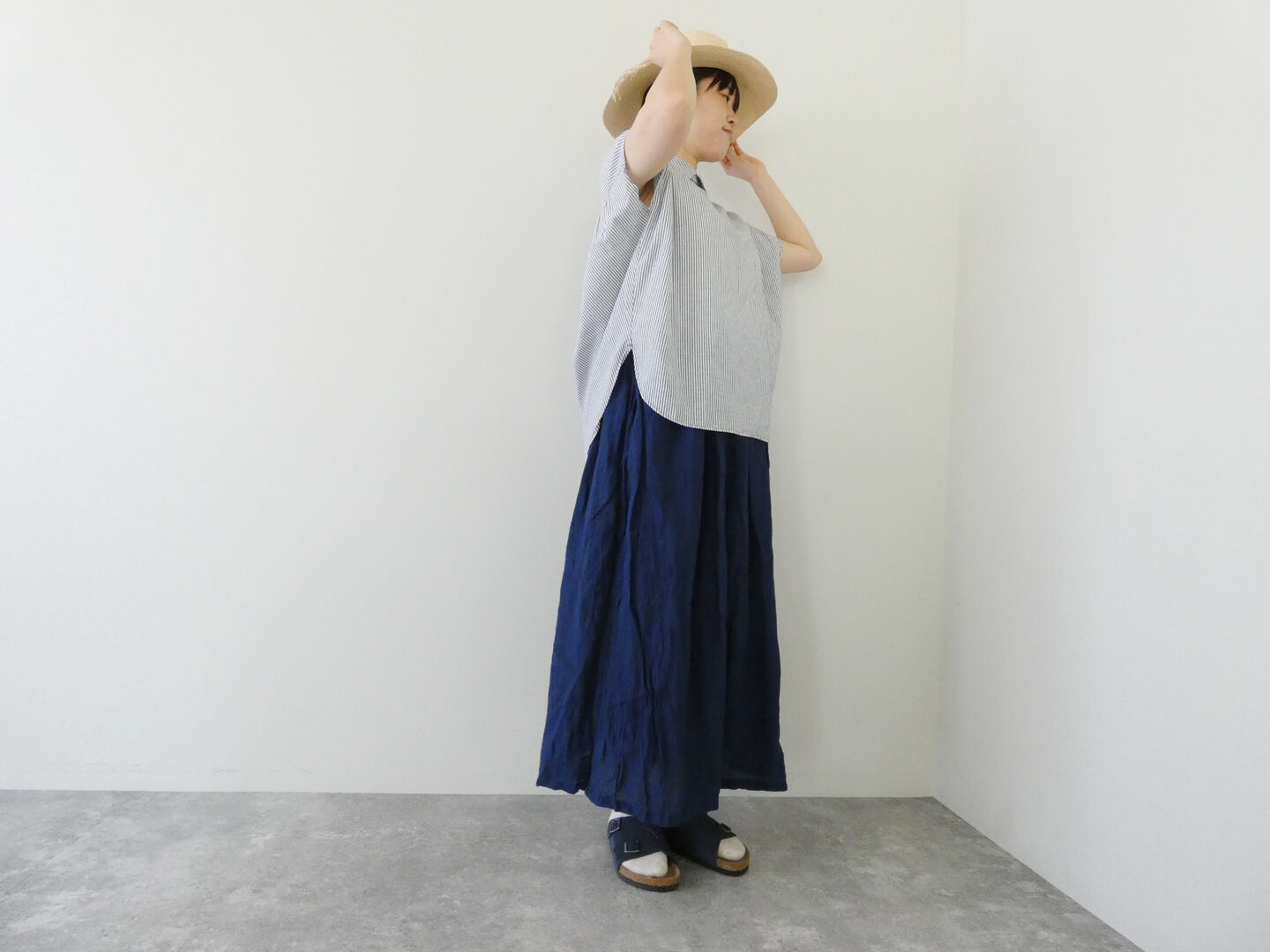 ichiAntiquite's(イチアンティークス) インディゴギャザースカートの商品画像2