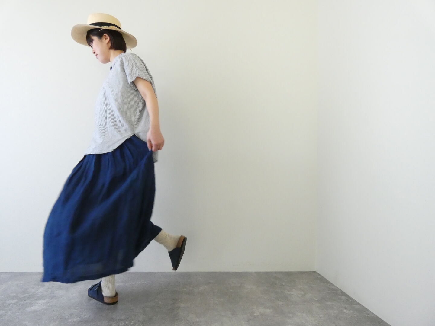 ichiAntiquite's(イチアンティークス) インディゴギャザースカートの商品画像7