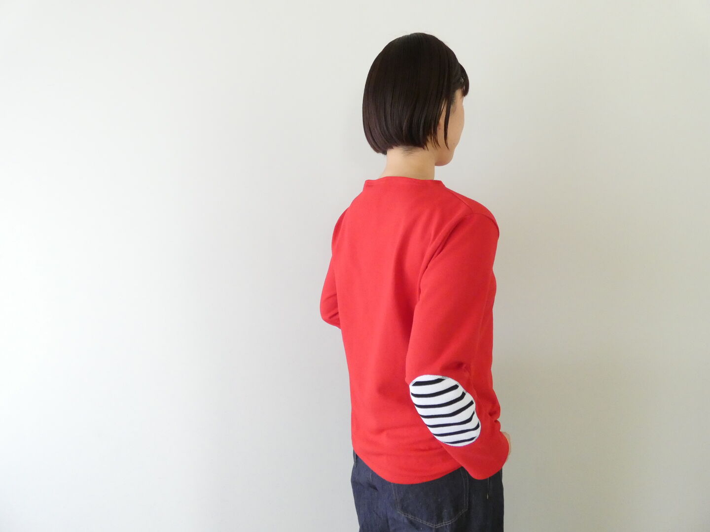 SAINT JAMES(セントジェームス) ひじパッチボーダーカットソー ウェッソン エルボーパッチ　TULIPE/NEIGE×NOIRの商品画像4