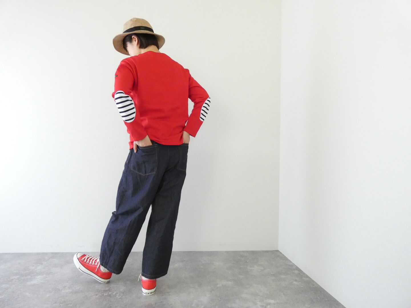 SAINT JAMES(セントジェームス) ひじパッチボーダーカットソー ウェッソン エルボーパッチ　TULIPE/NEIGE×NOIRの商品画像5