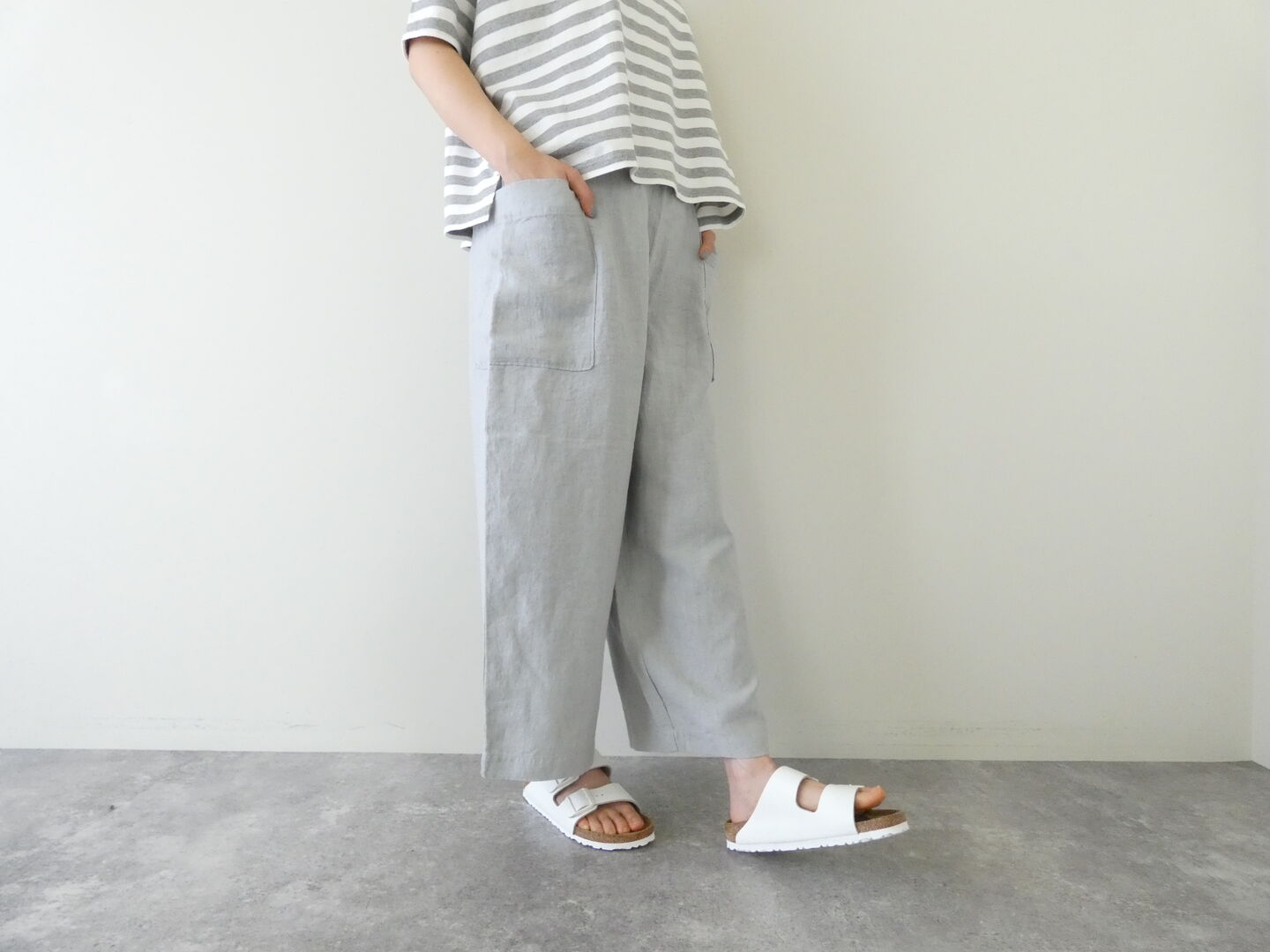 Hands of creation(ハンズオブクリエイション) リネン桐七炊きサイドポケット8分丈パンツの商品画像1