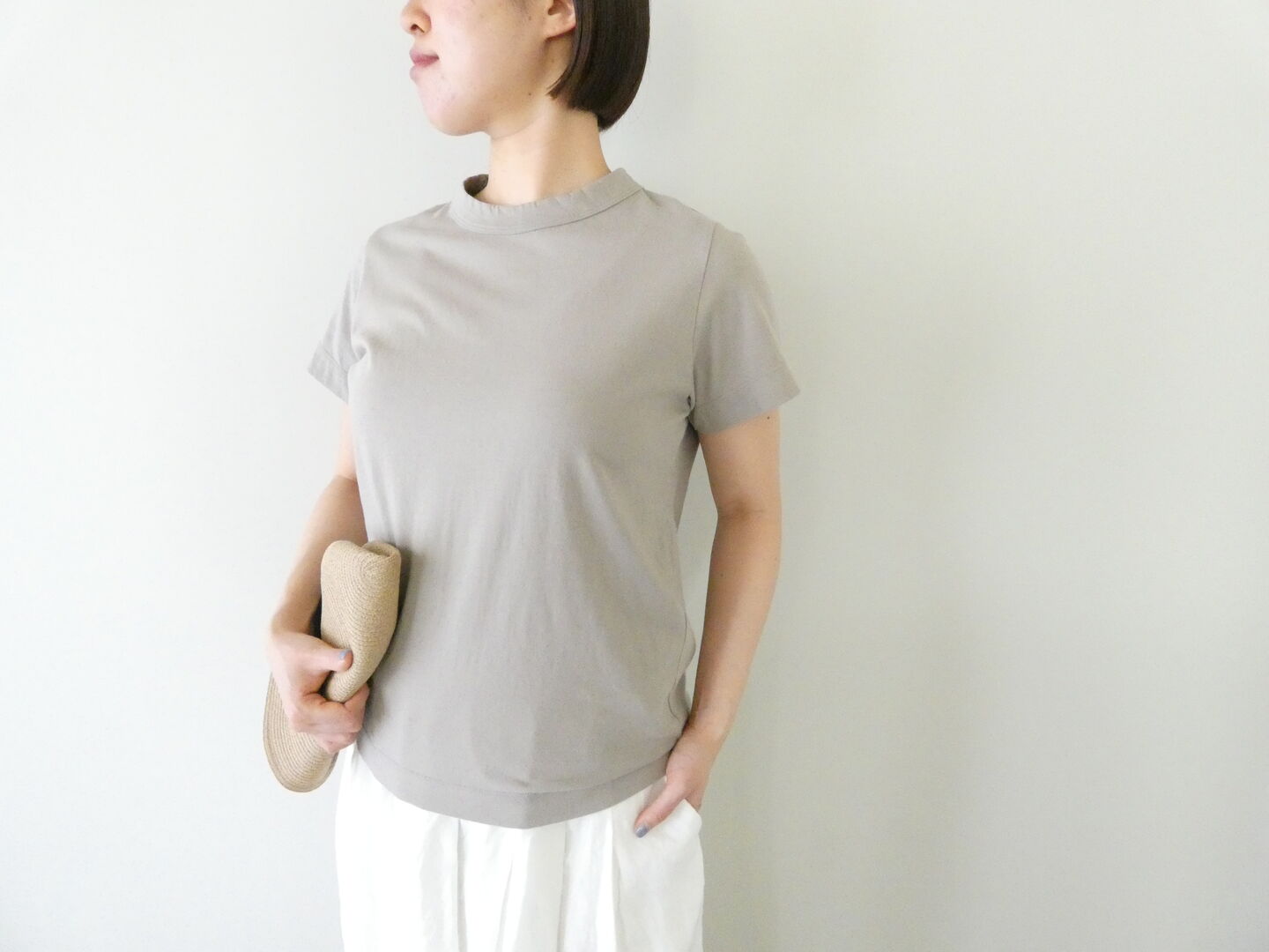 homspun(ホームスパン) 天竺半袖Tシャツ (2)サンドベージュ の商品画像1