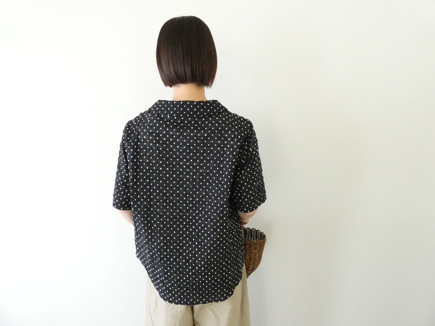 NARU 80ローンリップルシンプルドット ワイドカラーシャツの商品画像11