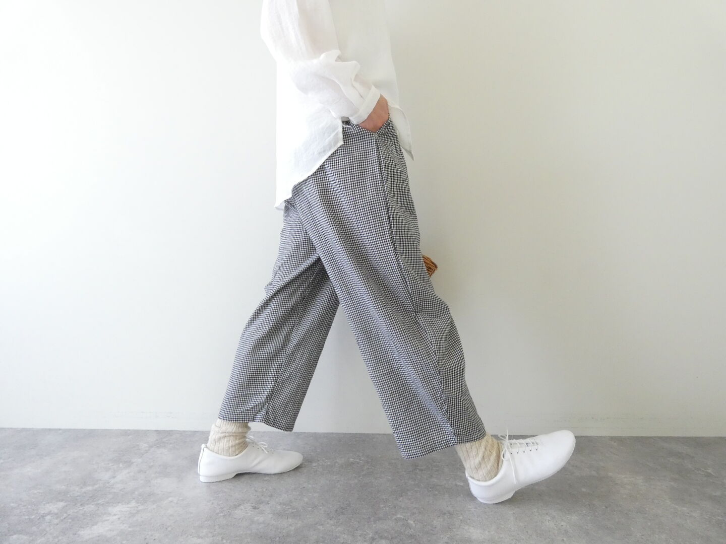 NARU オーガニックコットンチェックエッグパンツの商品画像4