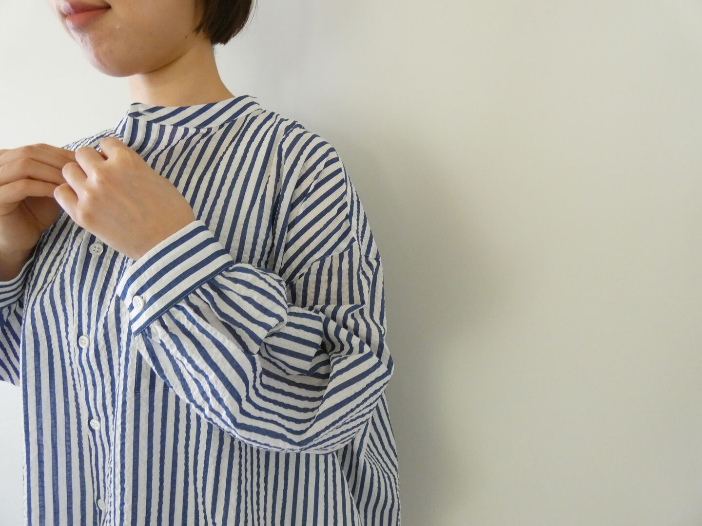 LinenYa(リネンヤ) バンドカラーブラウスの商品画像3