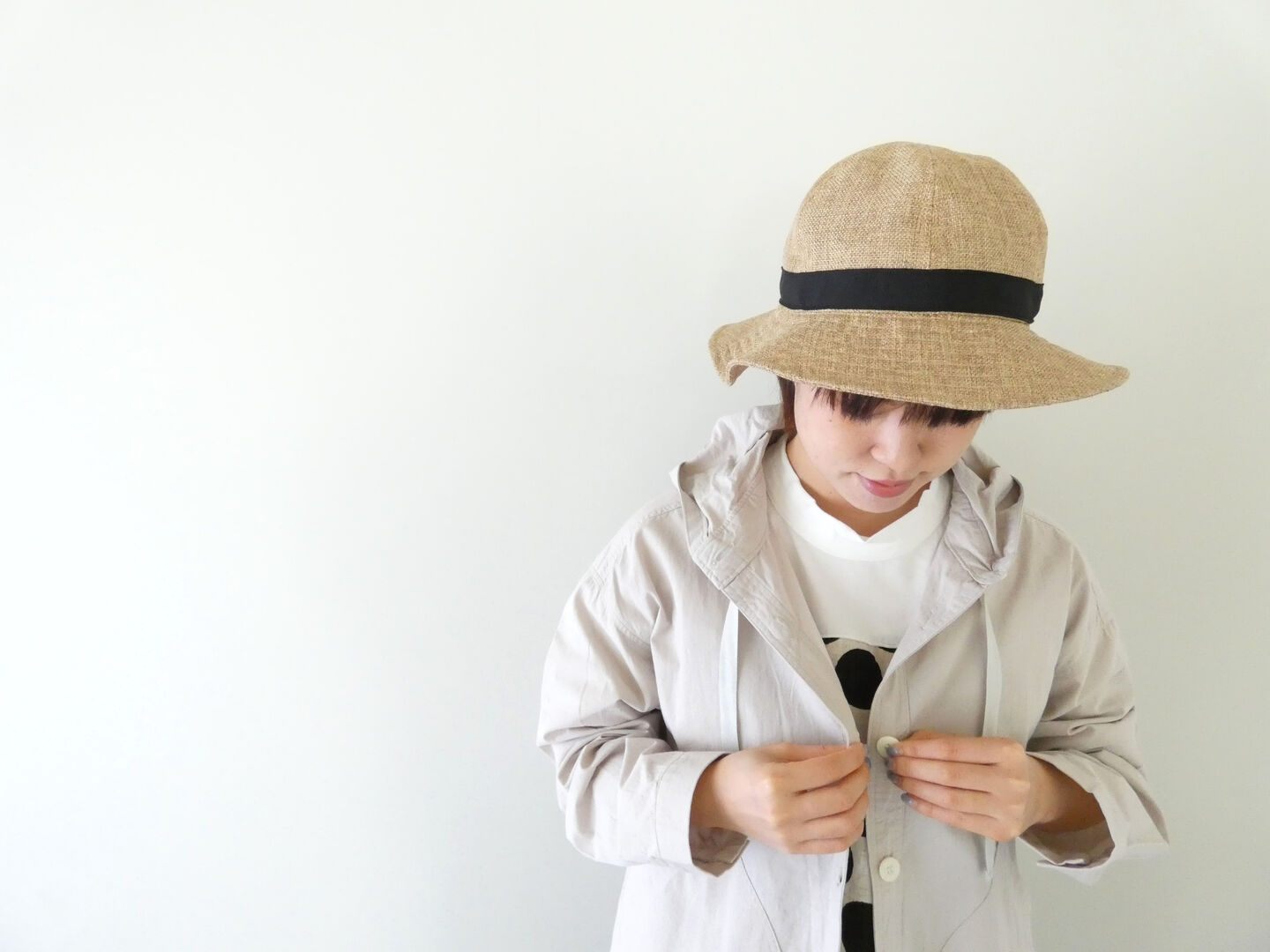 BLUE LAKE MARKET(ブルーレイクマーケット) ヴィンテージポプリン　ヘムラウンドフーディの商品画像1