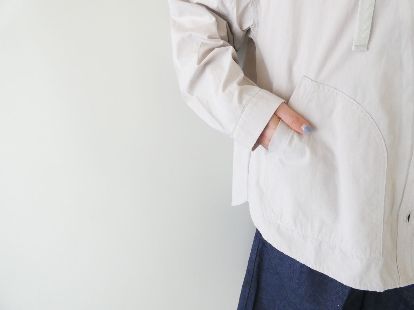 BLUE LAKE MARKET(ブルーレイクマーケット) ヴィンテージポプリン　ヘムラウンドフーディの商品画像17