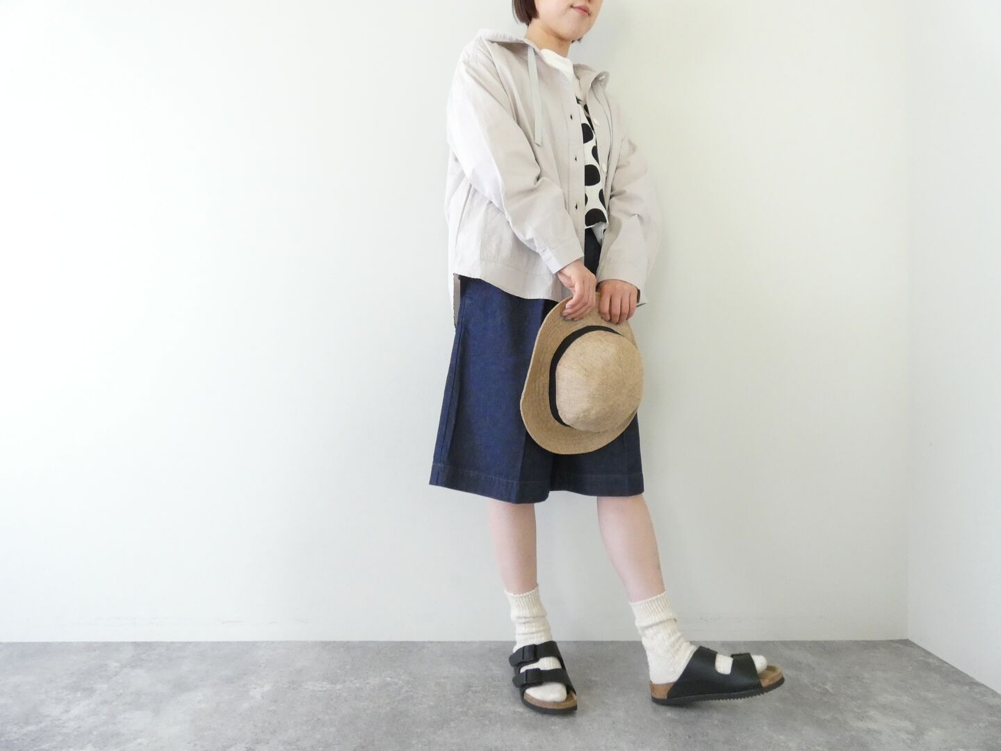 BLUE LAKE MARKET(ブルーレイクマーケット) ヴィンテージポプリン　ヘムラウンドフーディの商品画像2