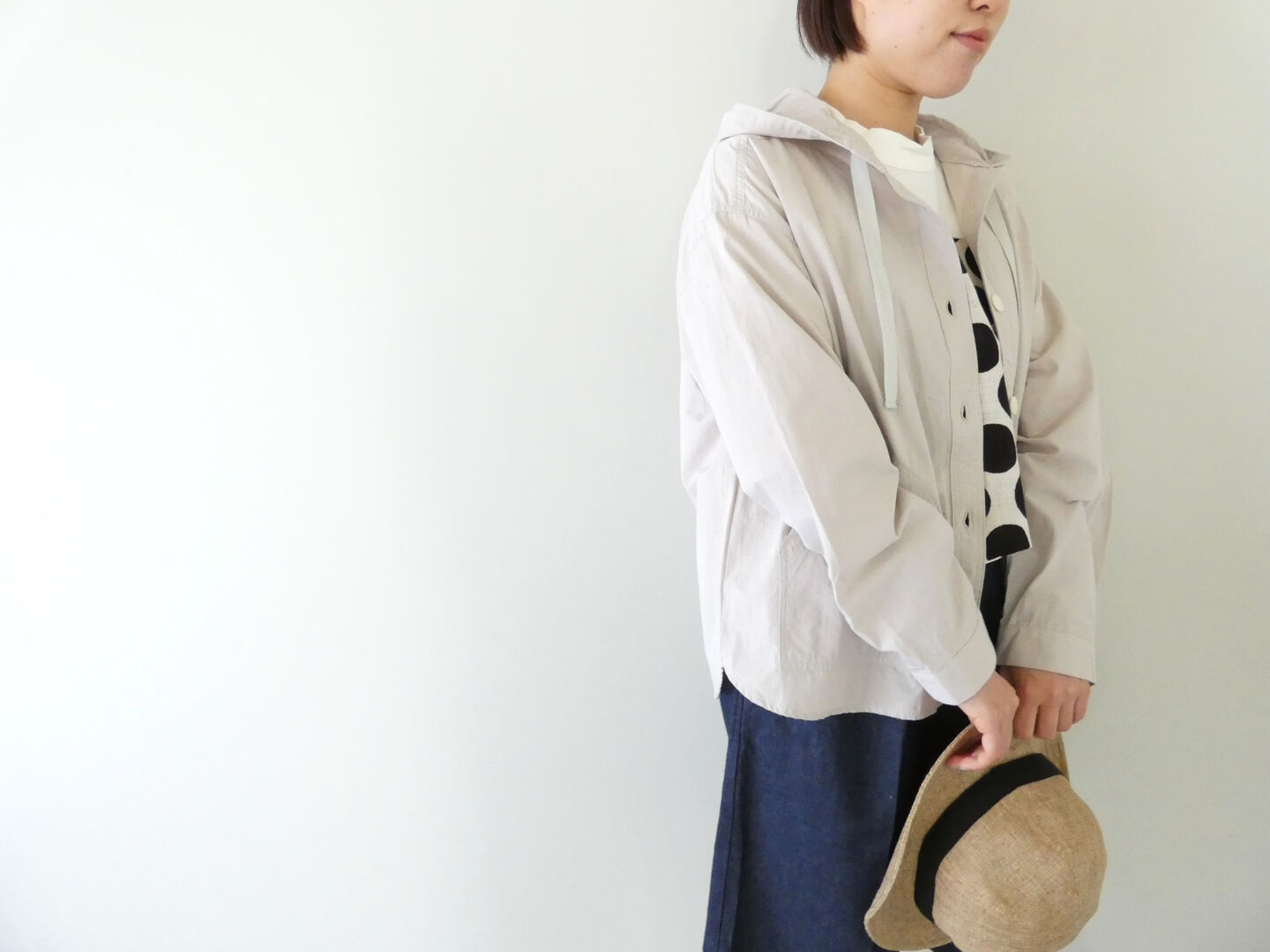 BLUE LAKE MARKET(ブルーレイクマーケット) ヴィンテージポプリン　ヘムラウンドフーディの商品画像4