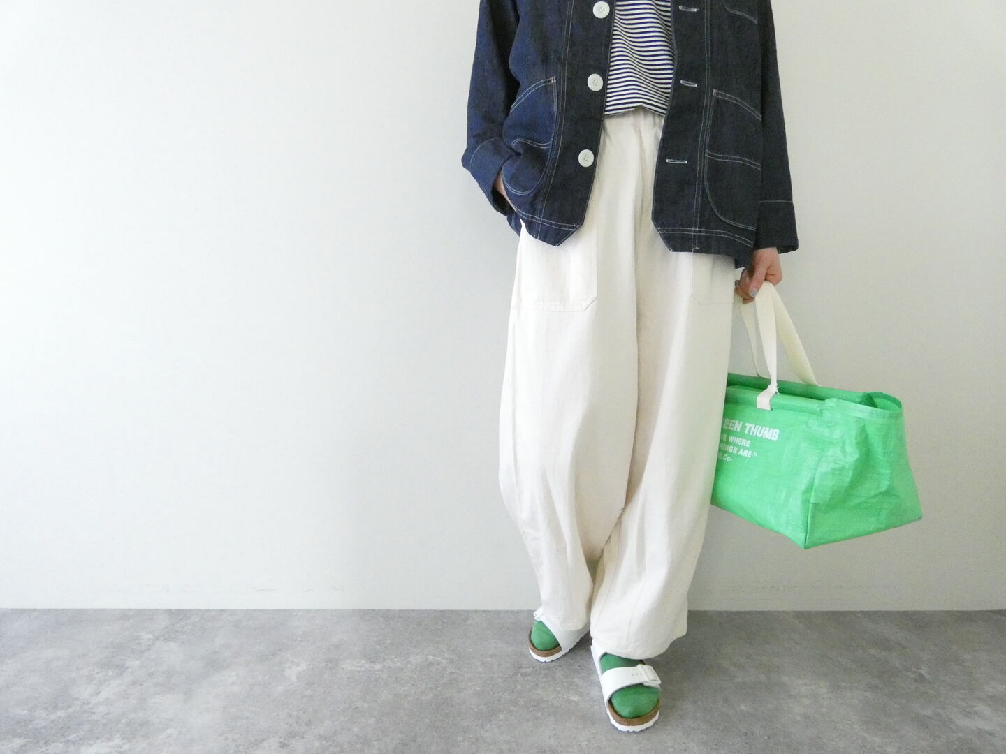 BLUE LAKE MARKET(ブルーレイクマーケット) 8オンスデニム配色ステッチイージーパンツの商品画像2