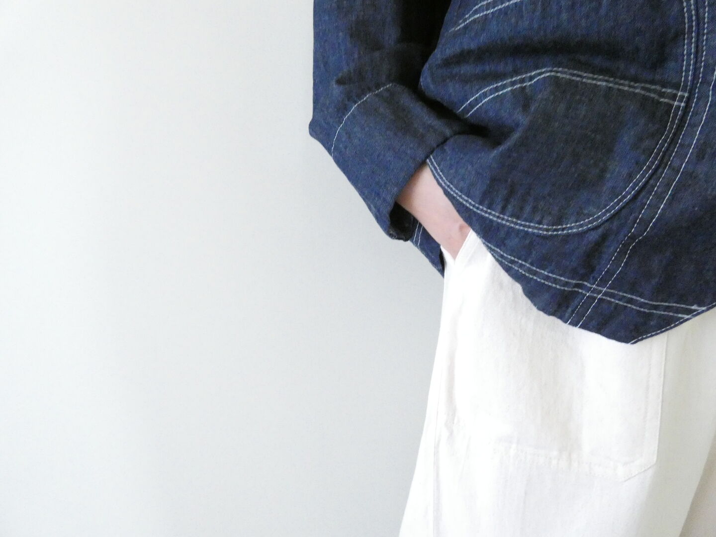 BLUE LAKE MARKET(ブルーレイクマーケット) 8オンスデニム配色ステッチイージーパンツの商品画像7