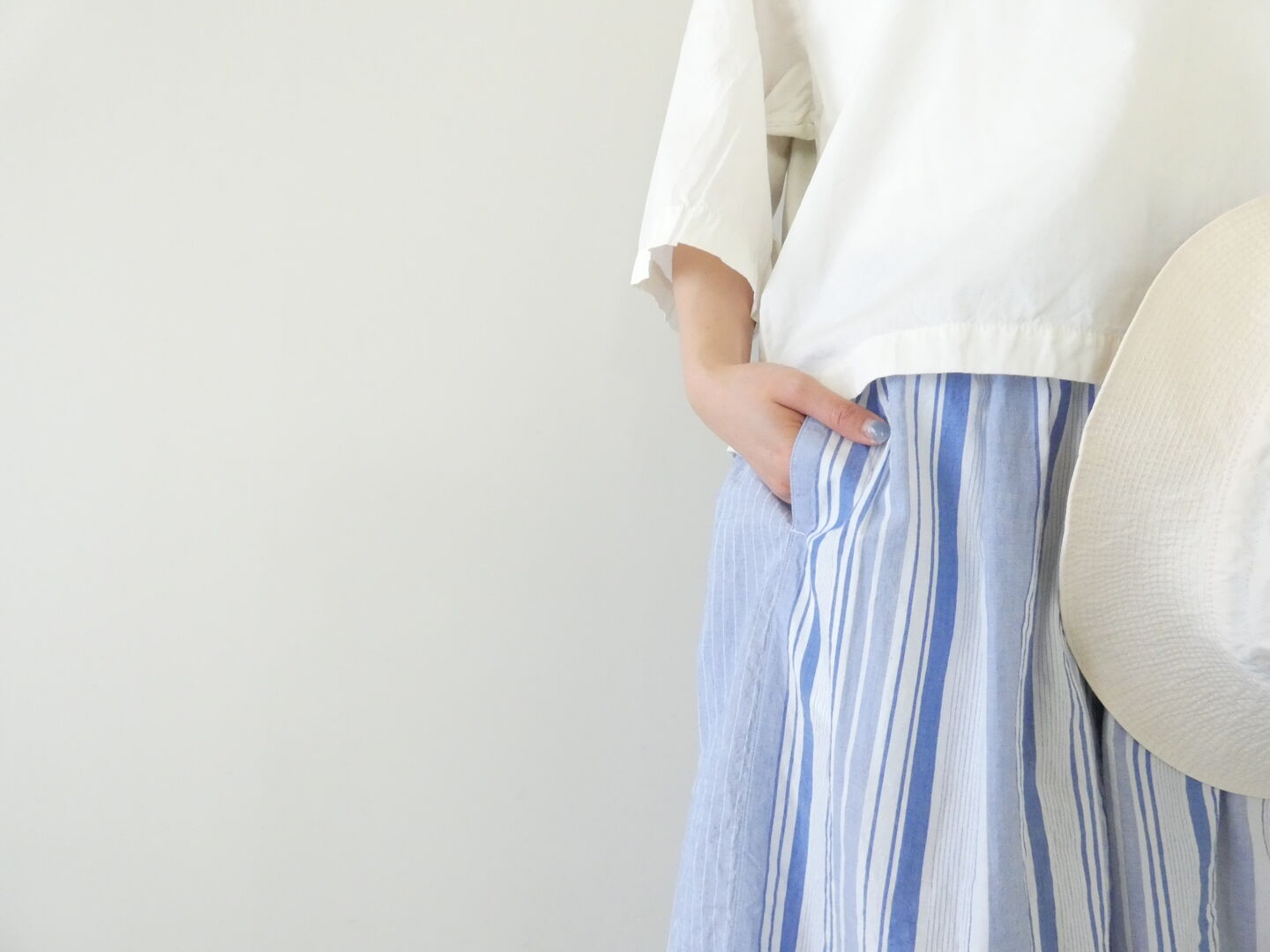 快晴堂(かいせいどう) 風をはらんでスゥイングする・ブルーブルーストライプ　風をはらむ、はかまパンツの商品画像4