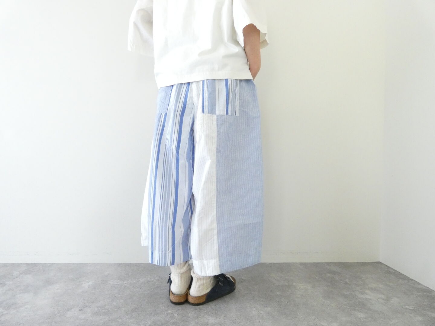 快晴堂(かいせいどう) 風をはらんでスゥイングする・ブルーブルーストライプ　風をはらむ、はかまパンツの商品画像8