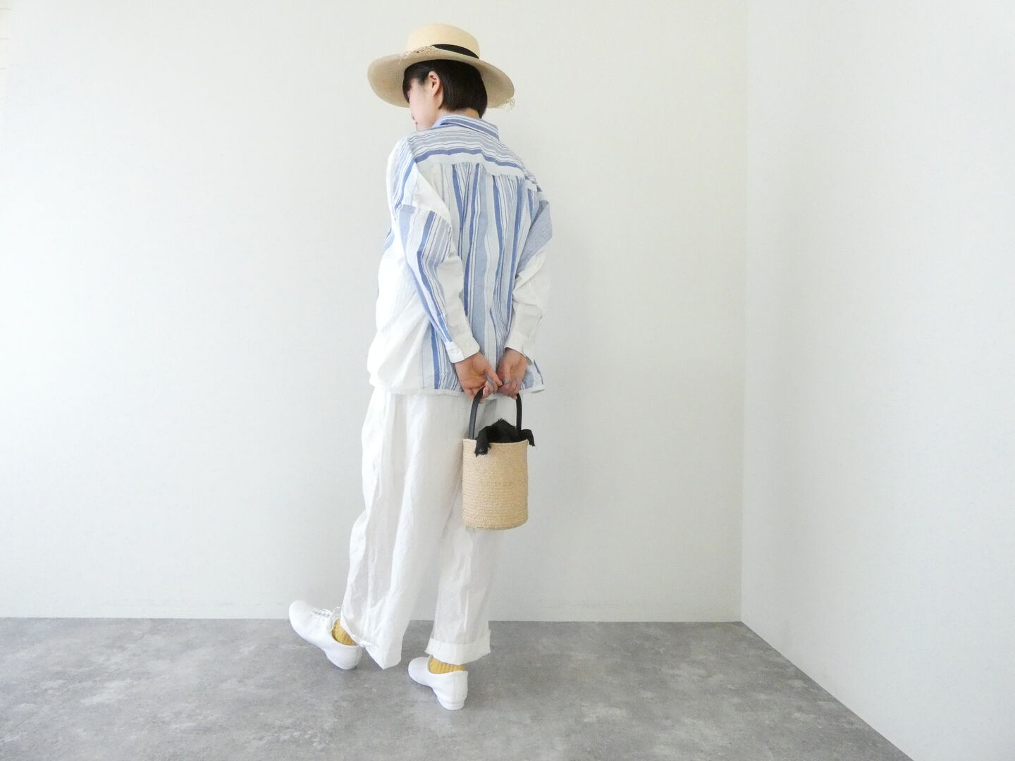 快晴堂(かいせいどう) 風をはらんでスゥイングする・ブルーブルーストライプ　風をはらむ、シャツの商品画像1