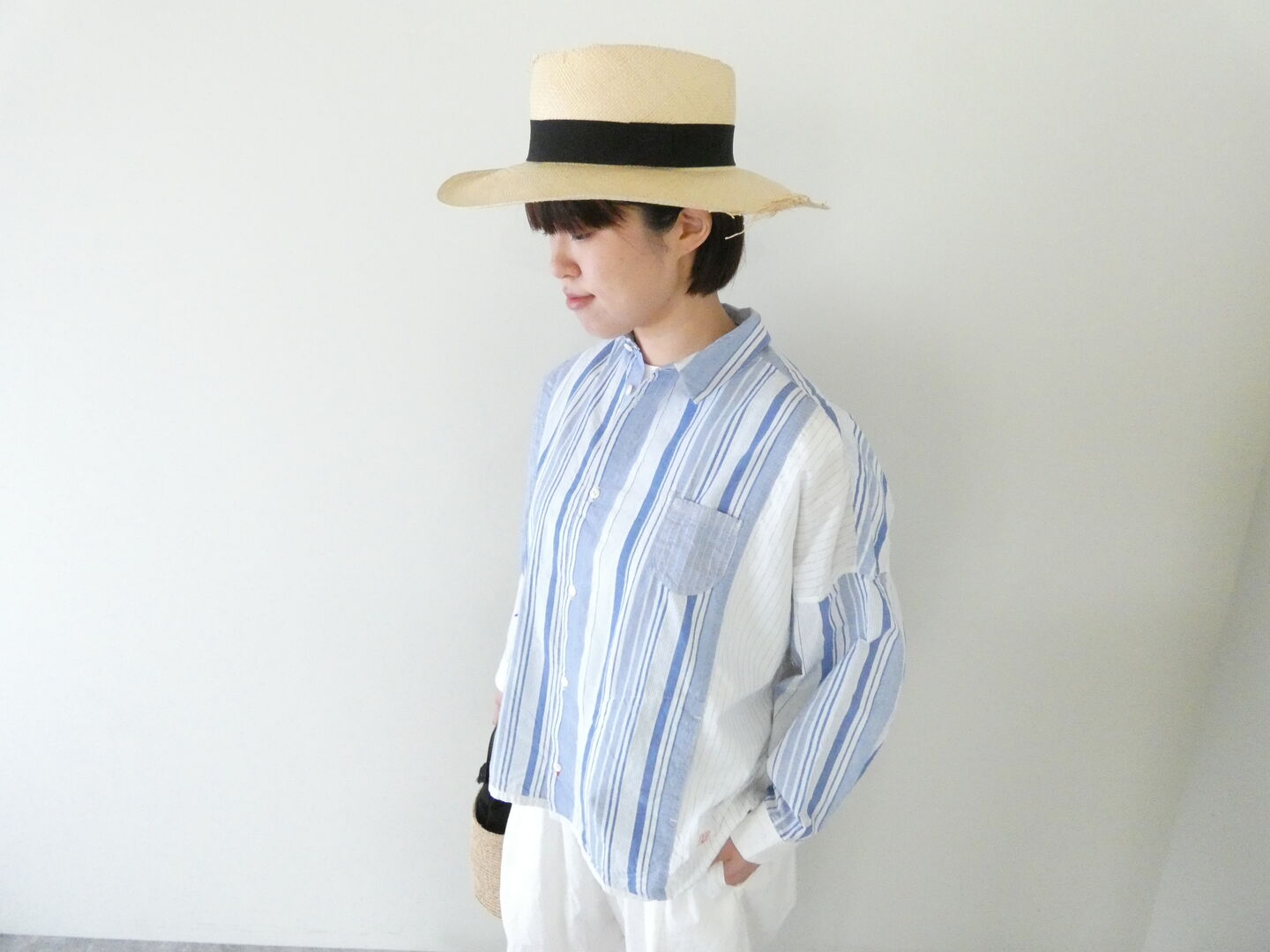 快晴堂(かいせいどう) 風をはらんでスゥイングする・ブルーブルーストライプ　風をはらむ、シャツの商品画像2