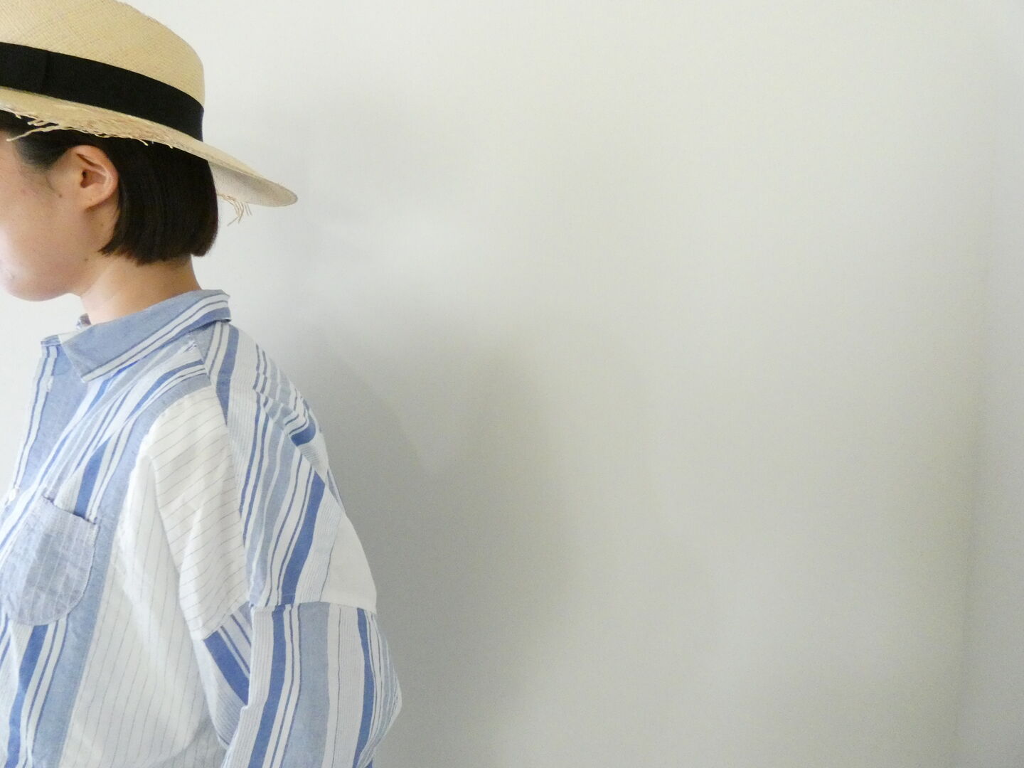 快晴堂(かいせいどう) 風をはらんでスゥイングする・ブルーブルーストライプ　風をはらむ、シャツの商品画像5